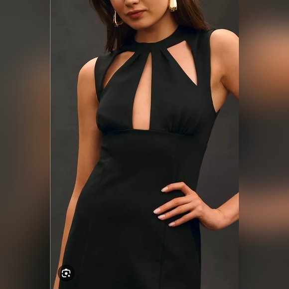 Anthropologie Dresses & Skirts - Anthropologie Maeve Women's Structured Cutout Slim Black Stretch Mini Dress S